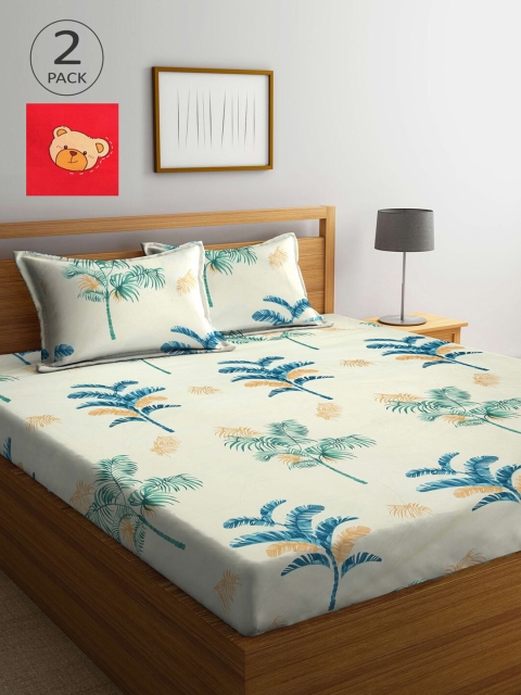 

KLOTTHE Red & Teal Floral 210 TC 2 King Bedsheet with 4 Pillow Covers