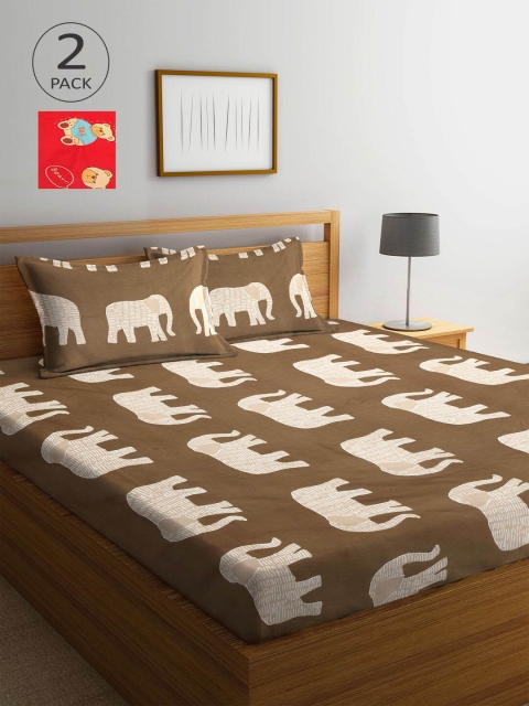 

KLOTTHE Pack Of 2 210 TC Cotton 2 King Bedsheet with 4 Pillow Covers, Multi