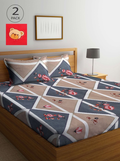 

KLOTTHE Multicoloured Printed 210 TC 2 King Bedsheet with 4 Pillow Covers, Multi