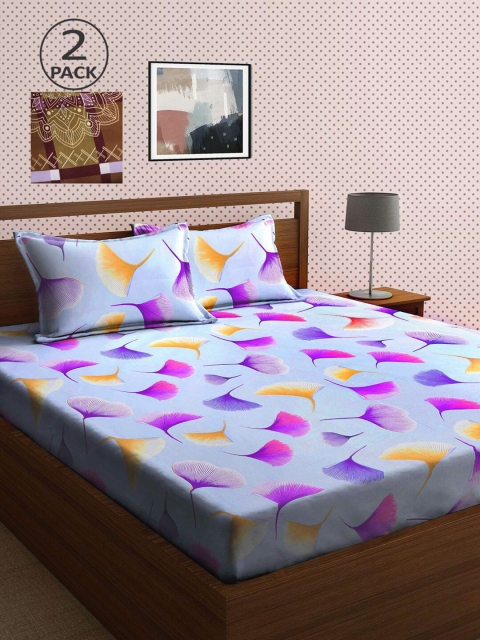 

KLOTTHE Pack Of 2 210 TC Cotton 2 King Bedsheet with 4 Pillow Covers, Multi