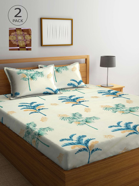 

KLOTTHE Pack Of 2 210 TC Cotton 2 King Bedsheet with 4 Pillow Covers, Multi