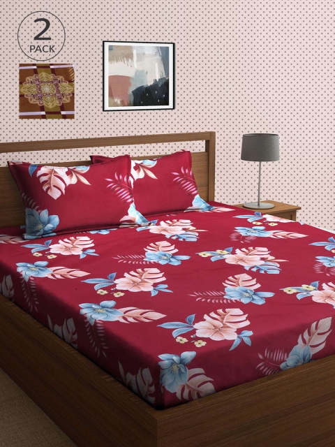 

KLOTTHE Pack Of 2 210 TC Cotton 2 King Bedsheet with 4 Pillow Covers, Multi