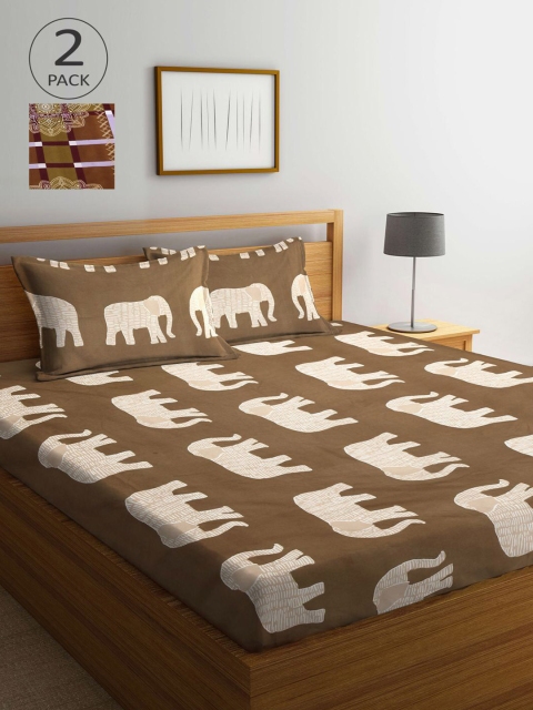 

KLOTTHE Multicoloured Printed 210 TC 2 King Bedsheet with 4 Pillow Covers, Multi