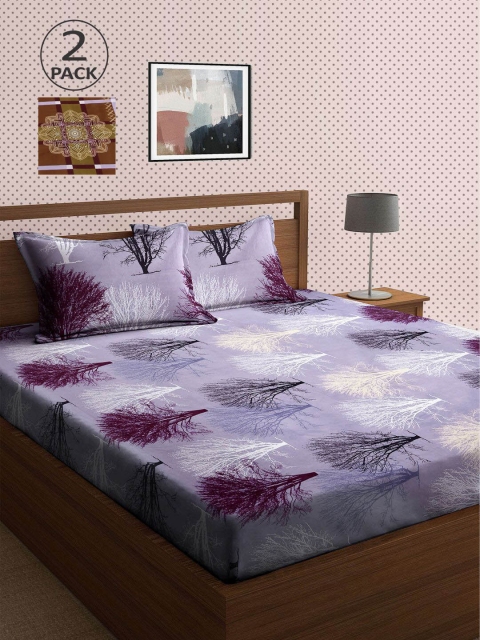 

KLOTTHE Brown & Grey 210 TC 2 King Bedsheet with 4 Pillow Covers