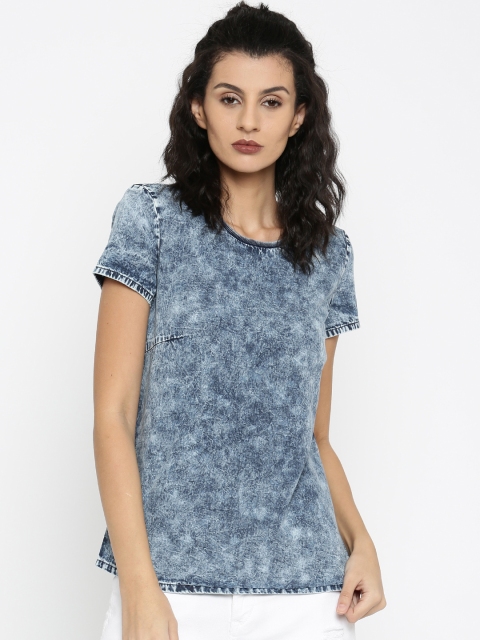 

Vero Moda Women Blue Washed Denim Top