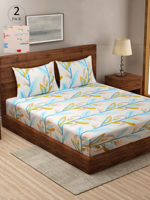 

KLOTTHE Multicoloured Printed 210 TC 2 King Bedsheet with 4 Pillow Covers, Multi