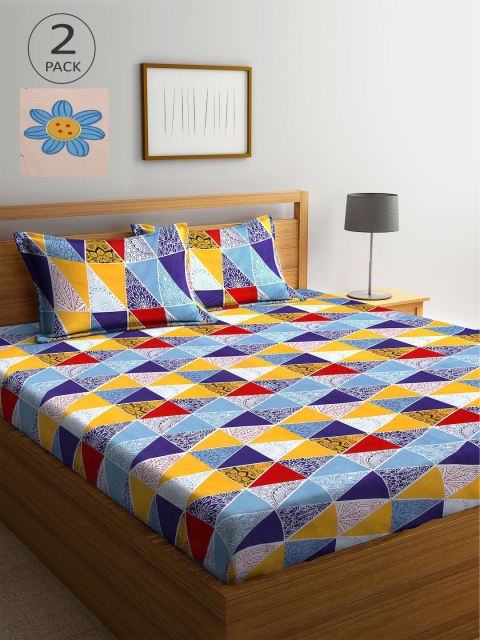 

KLOTTHE Multicoloured Printed 210 TC 2 King Bedsheet with 4 Pillow Covers, Multi