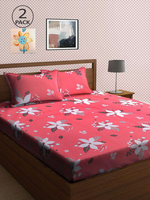 

KLOTTHE Multicoloured Printed 210 TC 2 King Bedsheet with 4 Pillow Covers, Multi