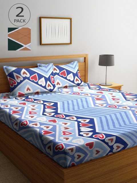 

KLOTTHE Set Of 2 210TC Double King Bedsheets With 4 Pillow Covers, Green
