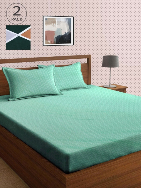 

KLOTTHE Green & Beige 210 TC 2 King Bedsheet with 4 Pillow Covers