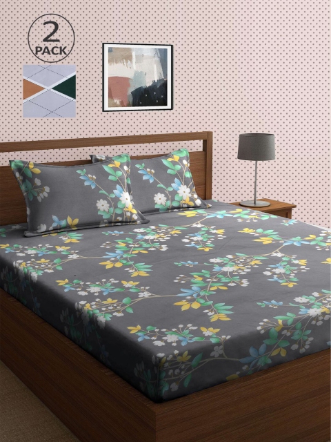 

KLOTTHE Multicoloured Printed 210 TC 2 King Bedsheet with 4 Pillow Covers, Multi