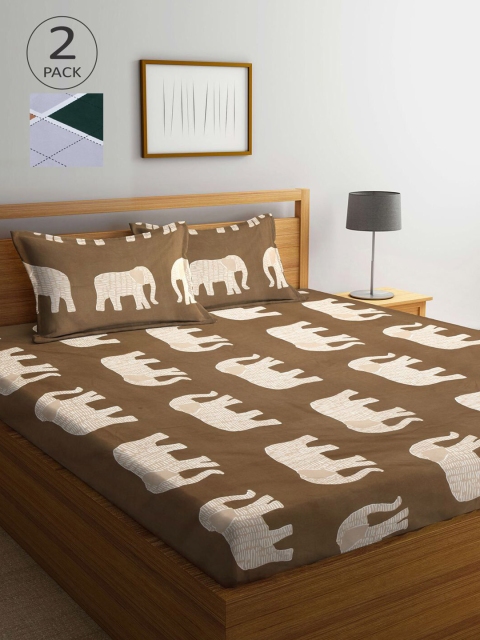 

KLOTTHE Pack Of 2 210 TC Cotton 2 King Bedsheet with 4 Pillow Covers, Multi