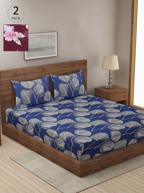 

KLOTTHE Multicoloured Printed 210 TC 2 King Bedsheet with 4 Pillow Covers, Multi
