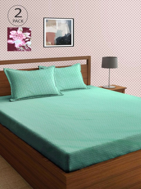 

KLOTTHE Green & Mauve 210 TC 2 King Bedsheet with 4 Pillow Covers