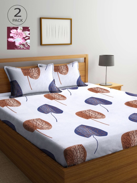 

KLOTTHE Purple & White Floral 210 TC 2 King Bedsheet with 4 Pillow Covers