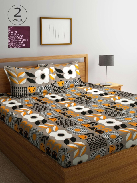 

KLOTTHE Set Of 2 210TC Double King Bedsheets With 4 Pillow Covers, Burgundy