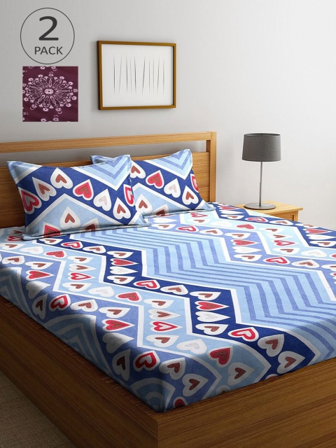 

KLOTTHE Pack Of 2 210 TC Cotton 2 King Bedsheet with 4 Pillow Covers, Multi