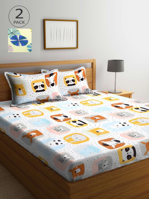 

KLOTTHE Multicoloured Printed 210 TC 2 King Bedsheet with 4 Pillow Covers, Multi
