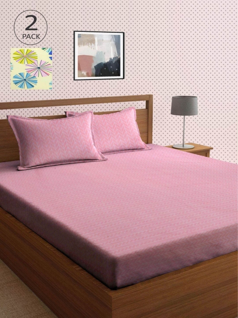 

KLOTTHE Pack Of 2 210 TC Cotton 2 King Bedsheet with 4 Pillow Covers, Multi
