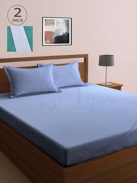 

KLOTTHE Green & Grey 210 TC 2 King Bedsheet with 4 Pillow Covers