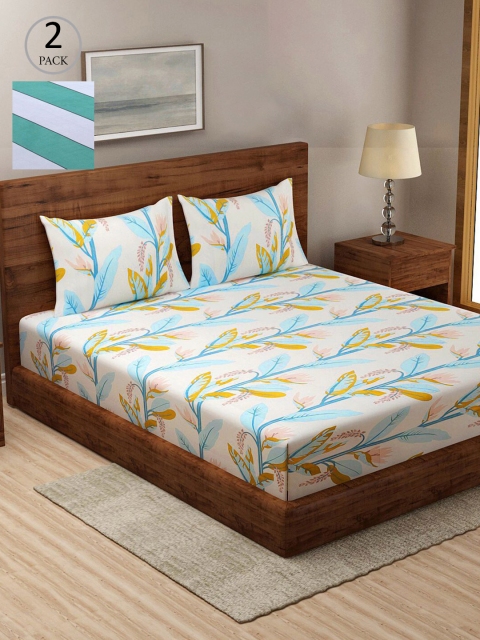 

KLOTTHE Multicoloured Printed 210 TC 2 King Bedsheet with 4 Pillow Covers, Multi