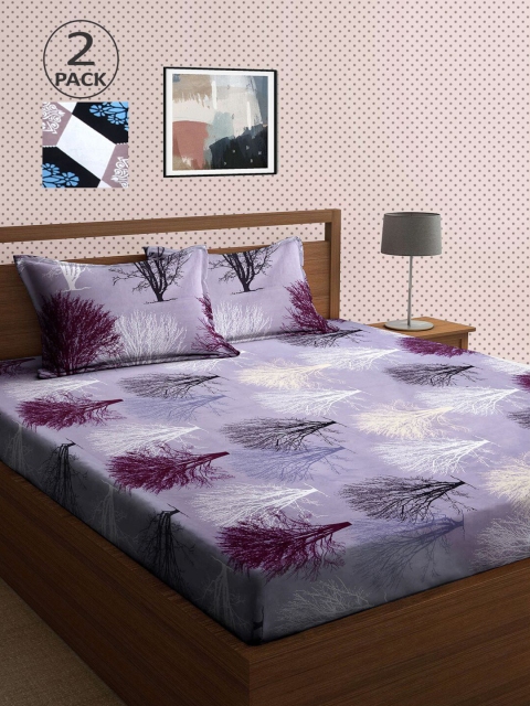 

KLOTTHE Grey & White 210 TC 2 King Bedsheet with 4 Pillow Covers