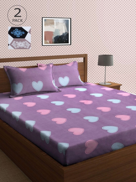 

KLOTTHE Multicoloured Printed 210 TC 2 King Bedsheet with 4 Pillow Covers, Multi