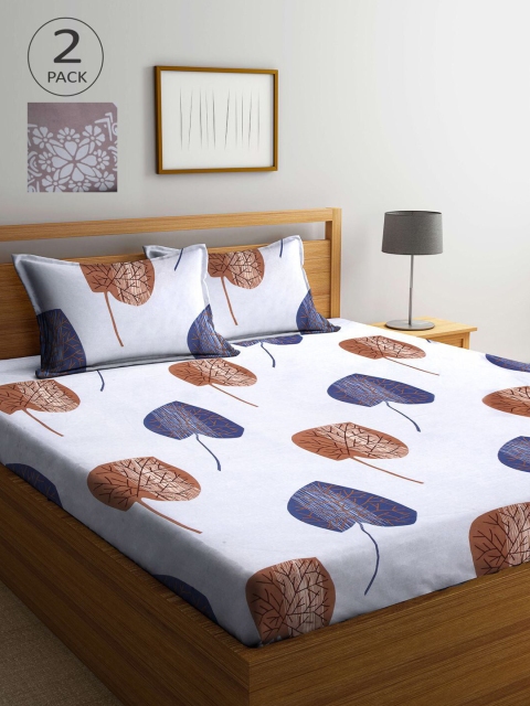 

KLOTTHE Set Of 2 210TC Double King Bedsheets With 4 Pillow Covers, Blue