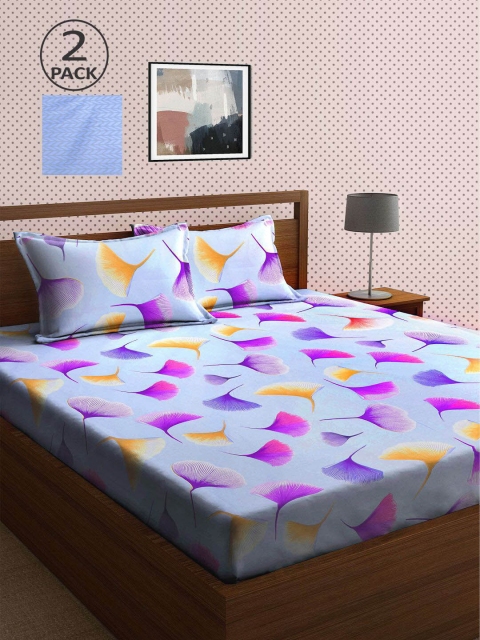 

KLOTTHE Blue & Pink 210 TC 2 King Bedsheet with 4 Pillow Covers
