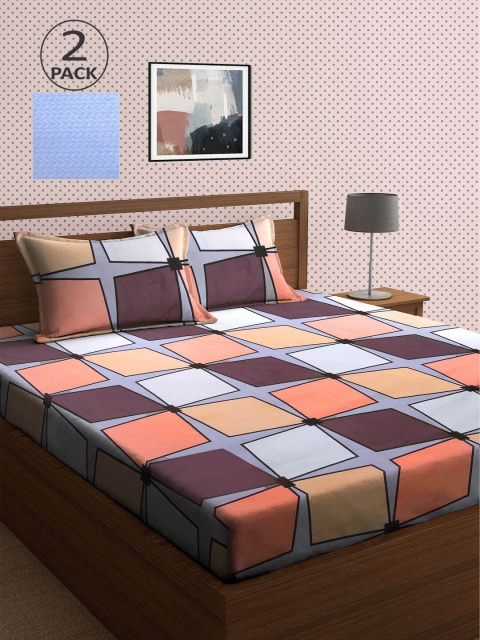 

KLOTTHE Multicoloured Printed 210 TC 2 King Bedsheet with 4 Pillow Covers, Multi