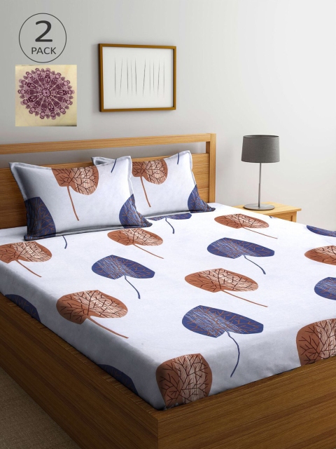 

KLOTTHE White & Yellow Floral 210 TC 2 King Bedsheet with 4 Pillow Covers