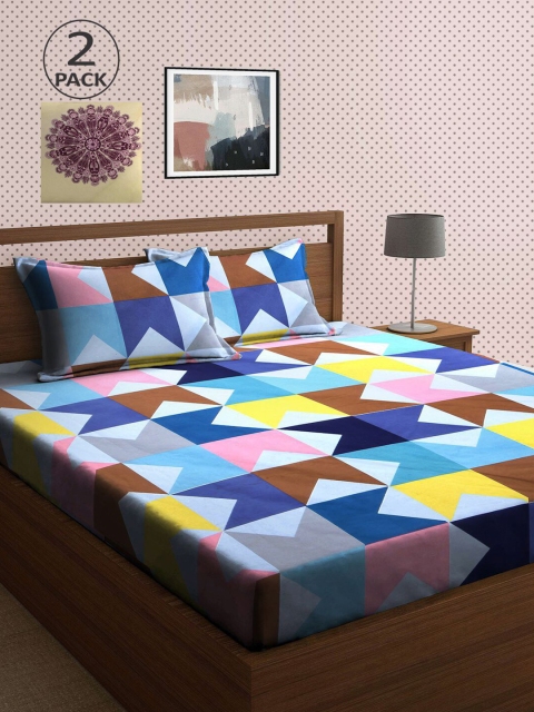 

KLOTTHE Multicoloured Printed 210 TC 2 King Bedsheet with 4 Pillow Covers, Multi