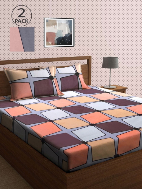 

KLOTTHE Multicoloured Printed 210 TC 2 King Bedsheet with 4 Pillow Covers, Multi