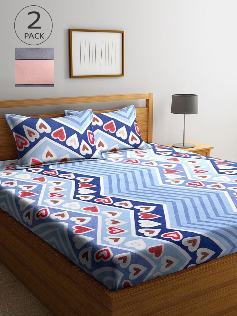 

KLOTTHE Set of 2 210 TC Multi Printed Double Bedsheet with 2 Pillow Covers
