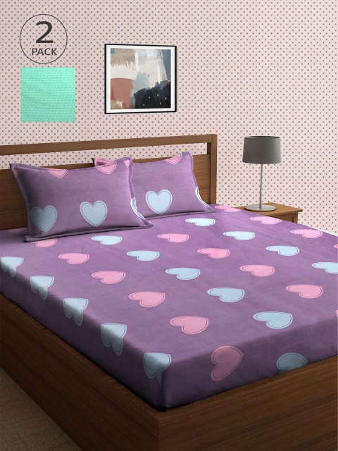 

KLOTTHE Multicoloured Graphic 210 TC 2 King Bedsheet with 4 Pillow Covers, Multi