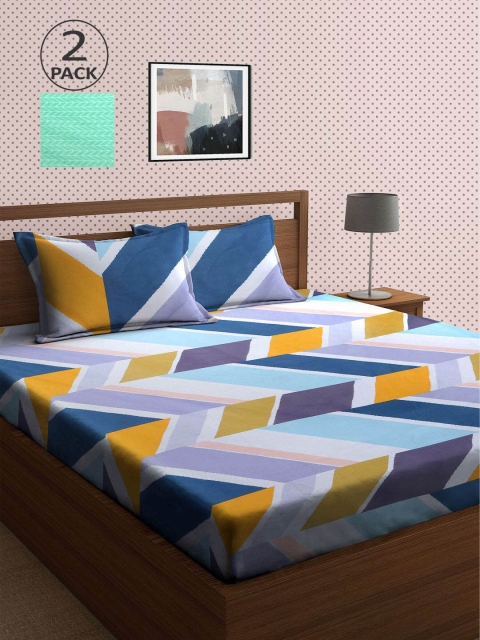 

KLOTTHE Multicoloured Printed 210 TC 2 King Bedsheet with 4 Pillow Covers, Multi