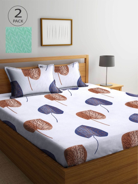 

KLOTTHE Green & Blue Floral 210 TC 2 King Bedsheet with 4 Pillow Covers