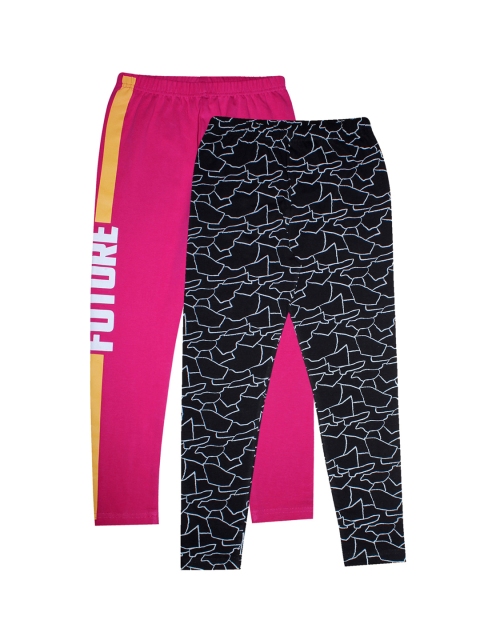 

KiddoPanti Girls Set of 2 Multi Printed Leggings