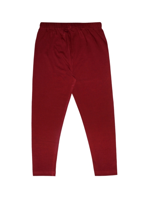 

KiddoPanti Girls Maroon Solid Ankle-Length Leggings