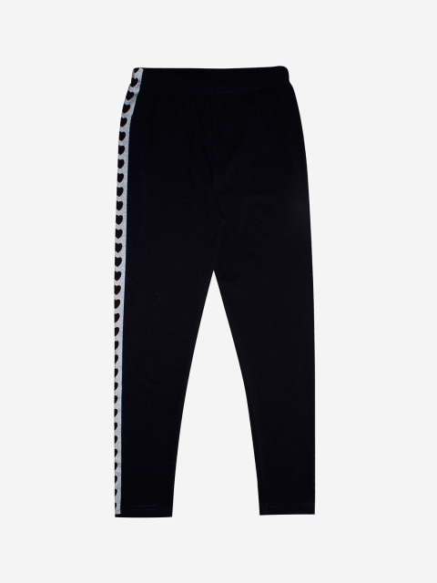 

KiddoPanti Girls Black Solid Cotton Ankle Length Leggings