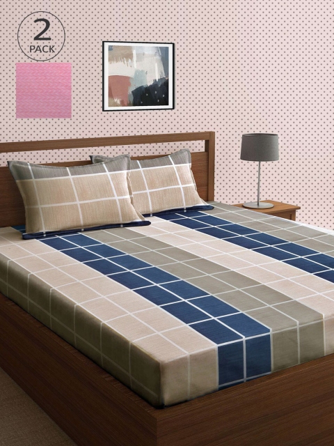 

KLOTTHE Multicoloured Geometric 210 TC 2 King Bedsheet with 4 Pillow Covers, Multi