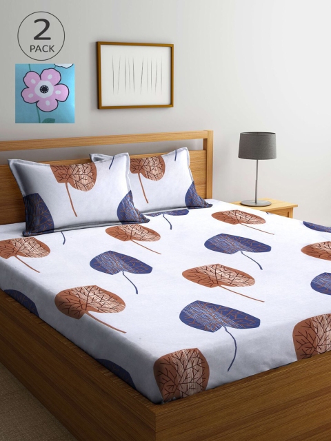 

KLOTTHE Multi Floral 210 TC 2 King Bedsheet with 4 Pillow Covers, Blue