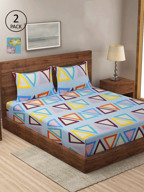 

KLOTTHE Set of 2 210 TC Multi Printed Cotton Double Bedsheet with 2 Pillow Covers