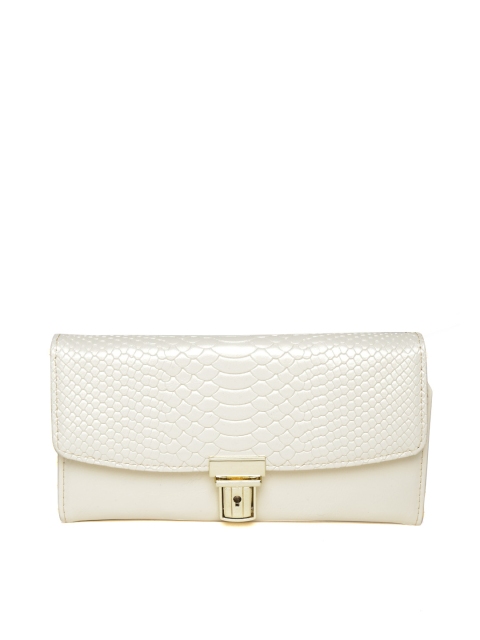 

Lino Perros Women Off-White Snakeskin Textured Wallet