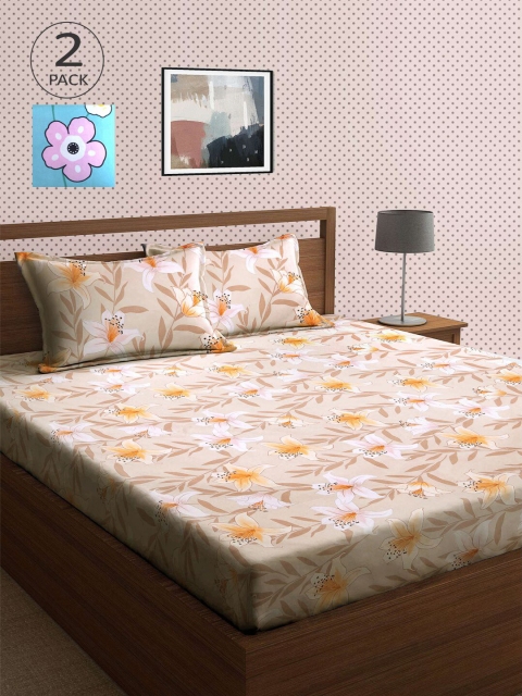 

KLOTTHE Multicoloured Printed 210 TC 2 King Bedsheet with 4 Pillow Covers, Multi