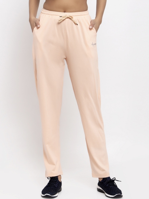 

NEUDIS Women Peach-Coloured Solid Cotton Track Pants