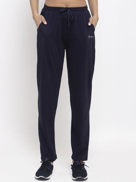 

NEUDIS Women Navy Blue Solid Cotton Track Pants