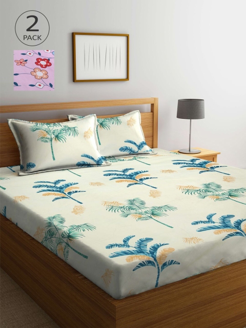 

KLOTTHE Multicoloured Floral 210 TC 2 King Bedsheet with 4 Pillow Covers, Multi