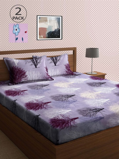 

KLOTTHE Pink & Violet 210 TC 2 King Bedsheet with 4 Pillow Covers