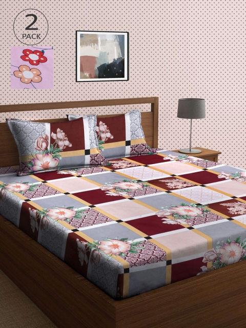 

KLOTTHE Multicoloured Printed 210 TC 2 King Bedsheet with 4 Pillow Covers, Multi